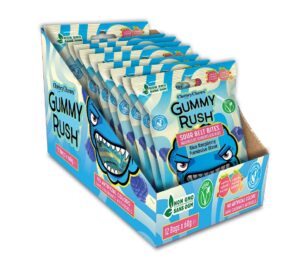 Gummy Rush Sour Belt Bites Blue Raspberry 2.11oz 12ct